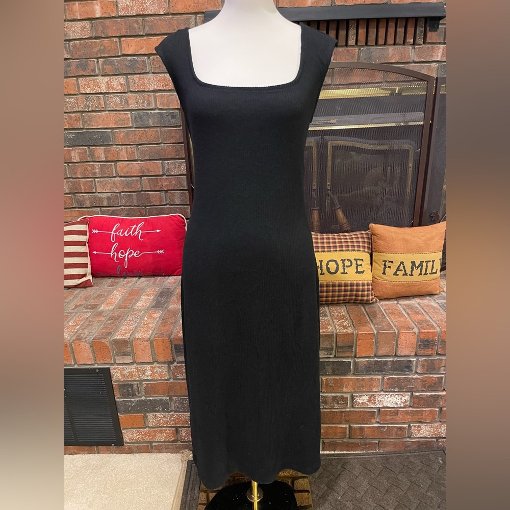 Universal Thread Black Midi Ribbed Super Soft Dress
